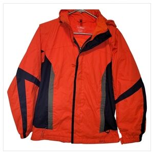 LL Bean Youth Large 14–16 Hooded Jacket Red Ski Rain Windbreaker Outdoor Coat